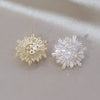 Korea Design Jewelry 14K Gold Plating  Irregular Zircon Round Earrings Elegant Women Wedding Party Accessories