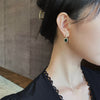 Korea Design Jewelry 14K Gold Plating  Square Green Zircon Earrings Elegant Women's Prom Party Accessories