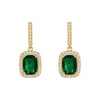 Korea Design Jewelry 14K Gold Plating  Square Green Zircon Earrings Elegant Women's Prom Party Accessories