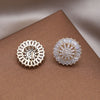 Korea Design Jewelry 14K Gold Plating  Star Mount Zircon Round Earrings Elegant Women's Daily Work Accessories