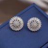 Korea Design Jewelry 14K Gold Plating  Star Mount Zircon Round Earrings Elegant Women's Daily Work Accessories