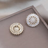 Korea Design Jewelry 14K Gold Plating  Star Mount Zircon Round Earrings Elegant Women's Daily Work Accessories