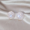 Korea Design Jewelry 14K Gold Plating  Zircon Round Earrings Elegant Women Wedding Party Accessories