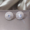 Korea Design Jewelry 14K Gold Plating  Zircon Round Earrings Elegant Women Wedding Party Accessories