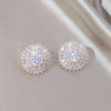 Korea Design Jewelry 14K Gold Plating  Zircon Round Earrings Elegant Women Wedding Party Accessories