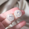 Korea Design Jewelry 14K Gold Plating  Zircon Round Earrings Elegant Women Wedding Party Accessories