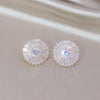 Korea Design Jewelry 14K Gold Plating  Zircon Round Earrings Elegant Women Wedding Party Accessories