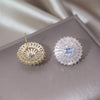 Korea Design Jewelry 14K Gold Plating  Zircon Round Earrings Elegant Women Wedding Party Accessories