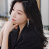Korea Design Jewelry 14K Gold Plating  Zircon Tassel Long Earrings Elegant Women Wedding Party Accessories