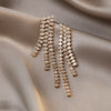 Korea Design Jewelry 14K Gold Plating  Zircon Tassel Long Earrings Elegant Women Wedding Party Accessories