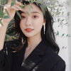 Korea Design Jewelry 14K Gold Plating  Zircon Tassel Long Earrings Elegant Women Wedding Party Accessories