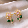 Korea Design Jewelry 14K Gold Plating Sweet Daisy Flowers Earrings Cute Girl Gifts Elegant Women Party Accessories