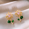 Korea Design Jewelry 14K Gold Plating Sweet Daisy Flowers Earrings Cute Girl Gifts Elegant Women Party Accessories