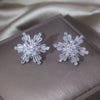 Korea Design Jewelry 14K Gold plated Copper Inlaid Zircon Snowflake Earrings  Women's Prom Party Accessories