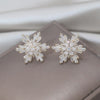 Korea Design Jewelry 14K Gold plated Copper Inlaid Zircon Snowflake Earrings  Women's Prom Party Accessories