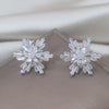 Korea Design Jewelry 14K Gold plated Copper Inlaid Zircon Snowflake Earrings  Women's Prom Party Accessories