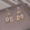 Korea Design Jewelry 14K Gold plated Double Wheat Ear Pendant Earrings Elegant Urban Women's Daily Work Accessories