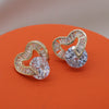 Korea Design Jewelry 14K Gold plated  Zircon Love Stud Earrings Elegant Women's Party Accessories