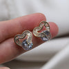 Korea Design Jewelry 14K Gold plated  Zircon Love Stud Earrings Elegant Women's Party Accessories