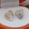 Korea Design Jewelry 14K Gold plated  Zircon Love Stud Earrings Elegant Women's Party Accessories