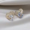 Korea Design Jewelry 14K Gold plated  Zircon Love Stud Earrings Elegant Women's Party Accessories