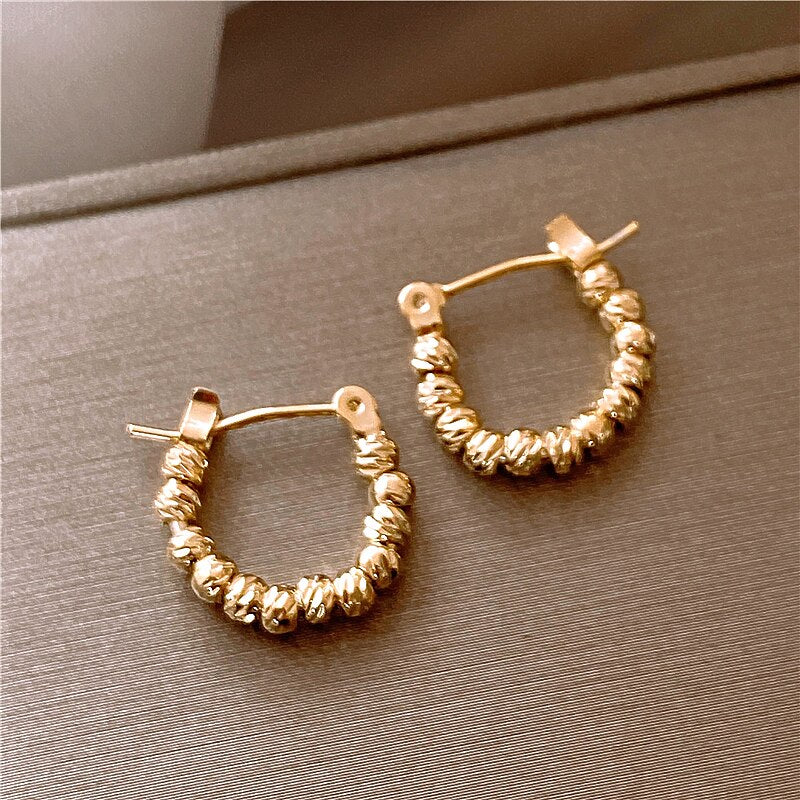 Korea Design Jewelry 14K Gold plated Simple Round small hoop Earrings Elegant Women's Daily Work Accessories