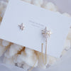 Korea Design Jewelry 14K Gold plated Zircon Asymmetric Star Chain Earring Elegant Women Wedding Accessories Pendant