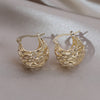 Korea Design Jewelry 14K Gold plating Hollow Leaf Flower Basket Earring Elegant Women's Daily Work Metal Accessories
