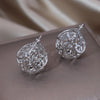 Korea Design Jewelry 14K Gold plating Hollow Leaf Flower Basket Earring Elegant Women's Daily Work Metal Accessories