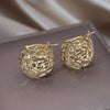Korea Design Jewelry 14K Gold plating Hollow Leaf Flower Basket Earring Elegant Women's Daily Work Metal Accessories