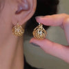 Korea Design Jewelry 14K Gold plating Hollow Leaf Flower Basket Earring Elegant Women's Daily Work Metal Accessories
