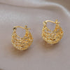 Korea Design Jewelry 14K Gold plating Hollow Leaf Flower Basket Earring Elegant Women's Daily Work Metal Accessories