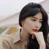 Korea Design Jewelry 14K Real Gold Plating Round AAA Zircon Cross Earrings Elegant Women's Daily Earrings