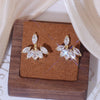 Korea Design Jewelry 14K Real Gold Plating Water Drop AAA Zircon Leaf Earrings Elegant Women's Daily Work Earrings