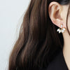 Korea Design Jewelry 14K Real Gold Plating Water Drop AAA Zircon Leaf Earrings Elegant Women's Daily Work Earrings