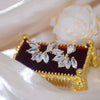 Korea Design Jewelry 14K Real Gold Plating Water Drop AAA Zircon Leaf Earrings Elegant Women's Daily Work Earrings