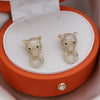 Korea Design Jewelry 14K Real Gold plating Exquisite Zircon Leopard Earrings Elegant Women's Party Accessories