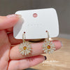 Korea Design Jewelry AAA Zircon 14K Real Gold Plating Daisy Earrings  Shiny Women's Wedding Accessories
