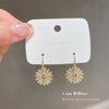 Korea Design Jewelry AAA Zircon 14K Real Gold Plating Daisy Earrings  Shiny Women's Wedding Accessories