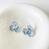 Korea Design Jewelry Blue Enamel Oil Drop Flower Zircon Earrings Elegant Women's Daily Work Accessories