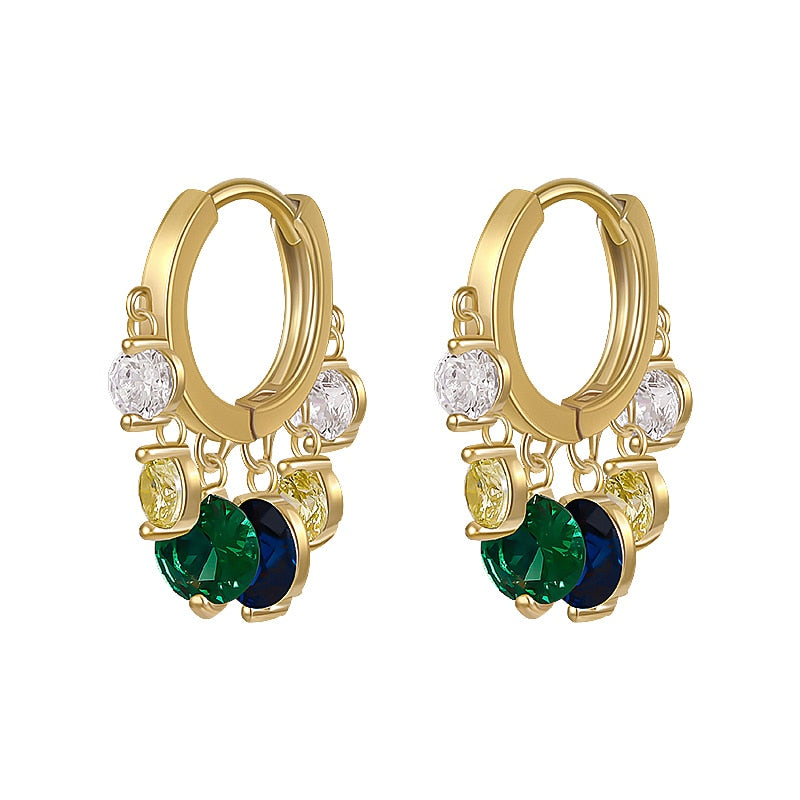 Korea Design Jewelry Color Heart Shaped Zircon Short Tassel Earrings Elegant Women's Wedding Party Accessories