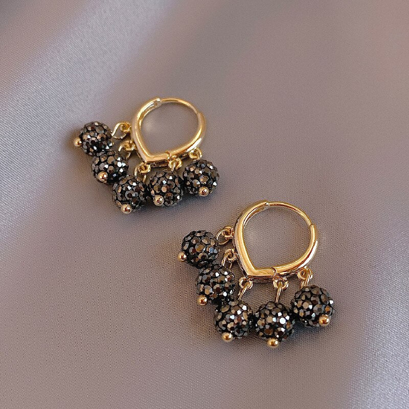 Korea Design Jewelry Color Heart Shaped Zircon Short Tassel Earrings Elegant Women's Wedding Party Accessories