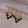 Korea Design Jewelry Color Heart Shaped Zircon Short Tassel Earrings Elegant Women's Wedding Party Accessories