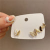 Korea Design Jewelry Copper Inlaid Zircon Acrylic Asymmetric Butterfly Earrings Elegant Women's Daily Earrings