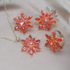 Korea Design Jewelry Copper Set Zircon Black Flower Earrings Necklace Ring Elegant Women's Prom Party Accessories
