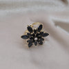 Korea Design Jewelry Copper Set Zircon Black Flower Earrings Necklace Ring Elegant Women's Prom Party Accessories