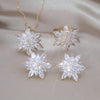 Korea Design Jewelry Copper Set Zircon Black Flower Earrings Necklace Ring Elegant Women's Prom Party Accessories