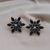 Korea Design Jewelry Copper Set Zircon Black Flower Earrings Necklace Ring Elegant Women's Prom Party Accessories