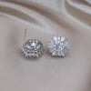 Korea Design Jewelry Copper Zircon Silver Color Geometric Earrings Simple and Elegant Women's Daily Work Accessories