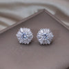Korea Design Jewelry Copper Zircon Silver Color Geometric Earrings Simple and Elegant Women's Daily Work Accessories